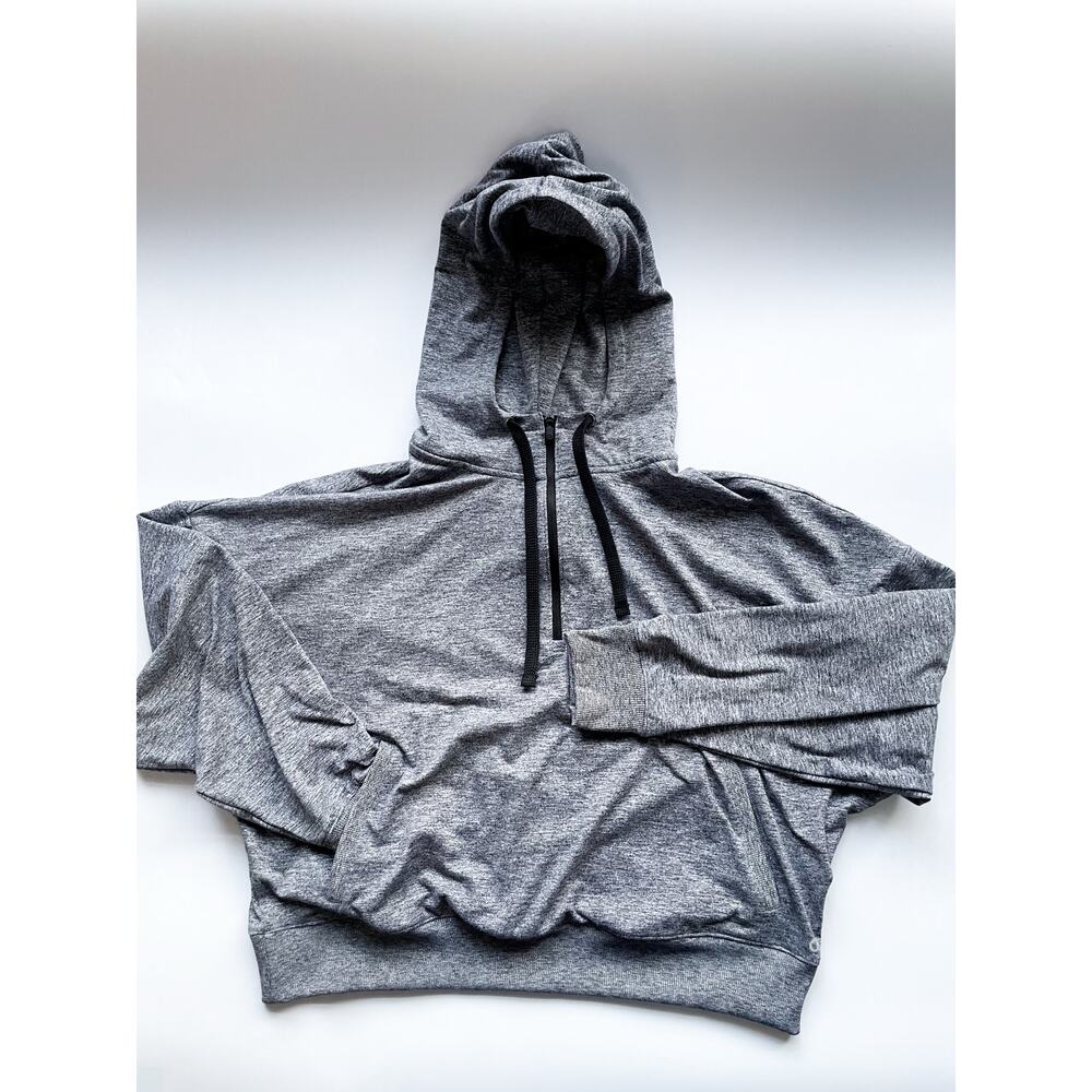 GapFit Brushed Tech Jersey Gray Cropped Hoodie Size Women's XL